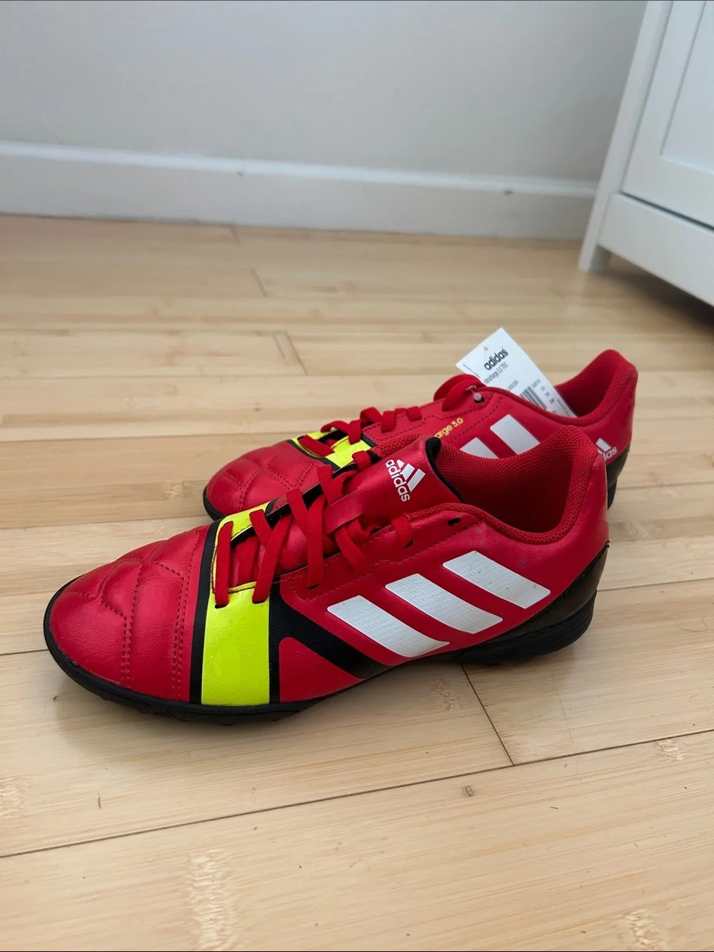 adidas Kids Red, Yellow & White Indoor Soccer Sneakers